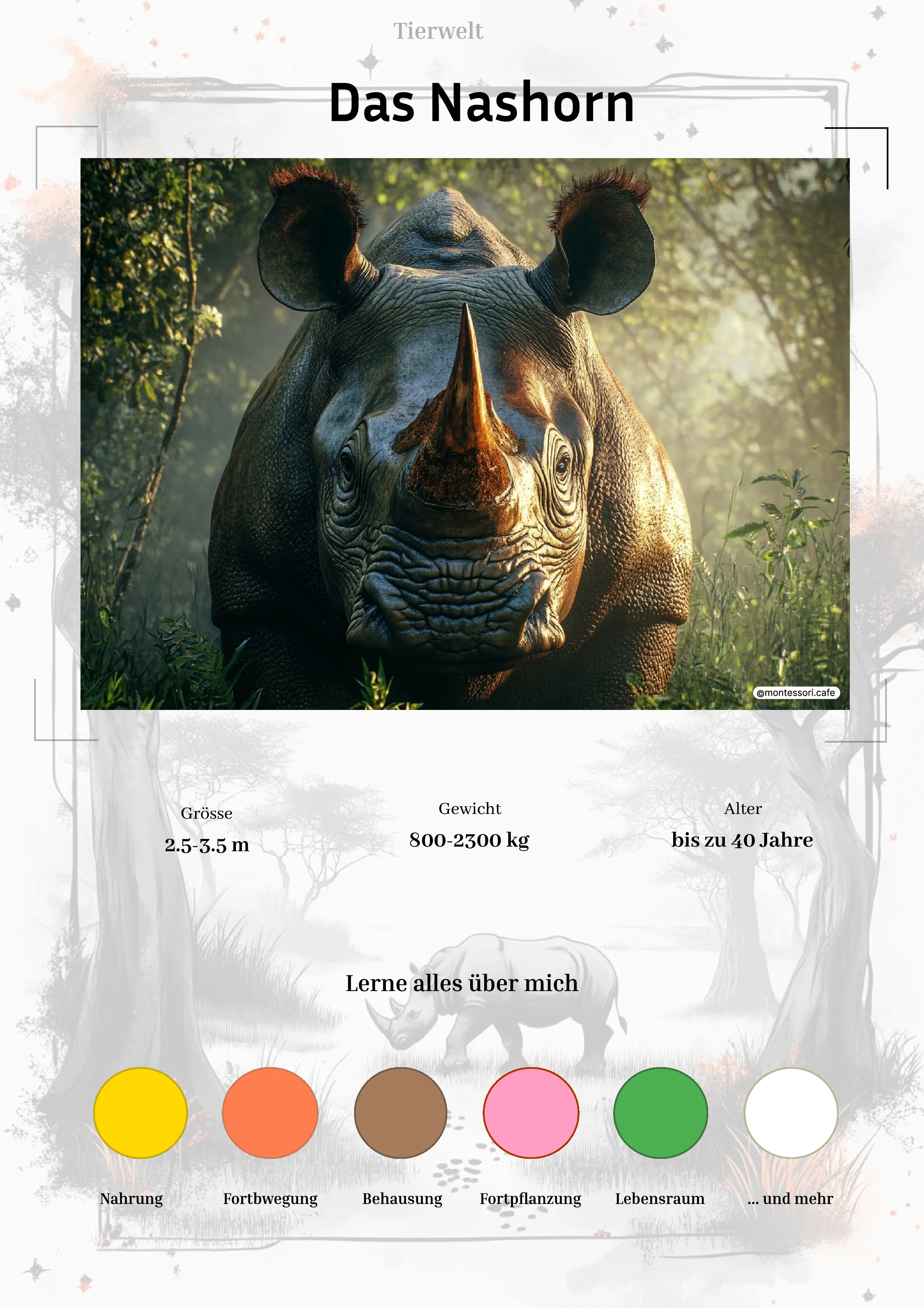 Das Nashorn - Lernkarten